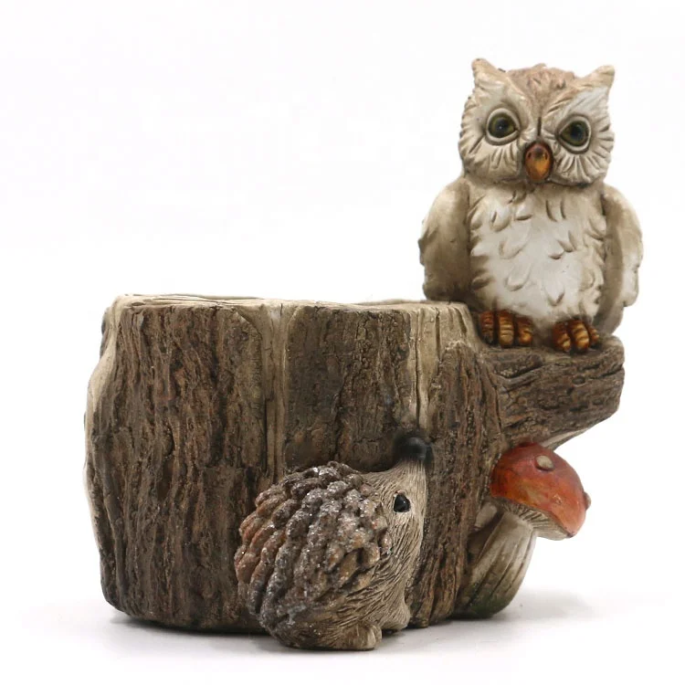 Garden Outdoor Decor Resin Owl Figurine Bird Planter,Resin Garden Pots
