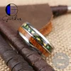 Gentdes Jewelry Silver Tungsten Crushed Opal Inlay Wood Ring Custom Engrave