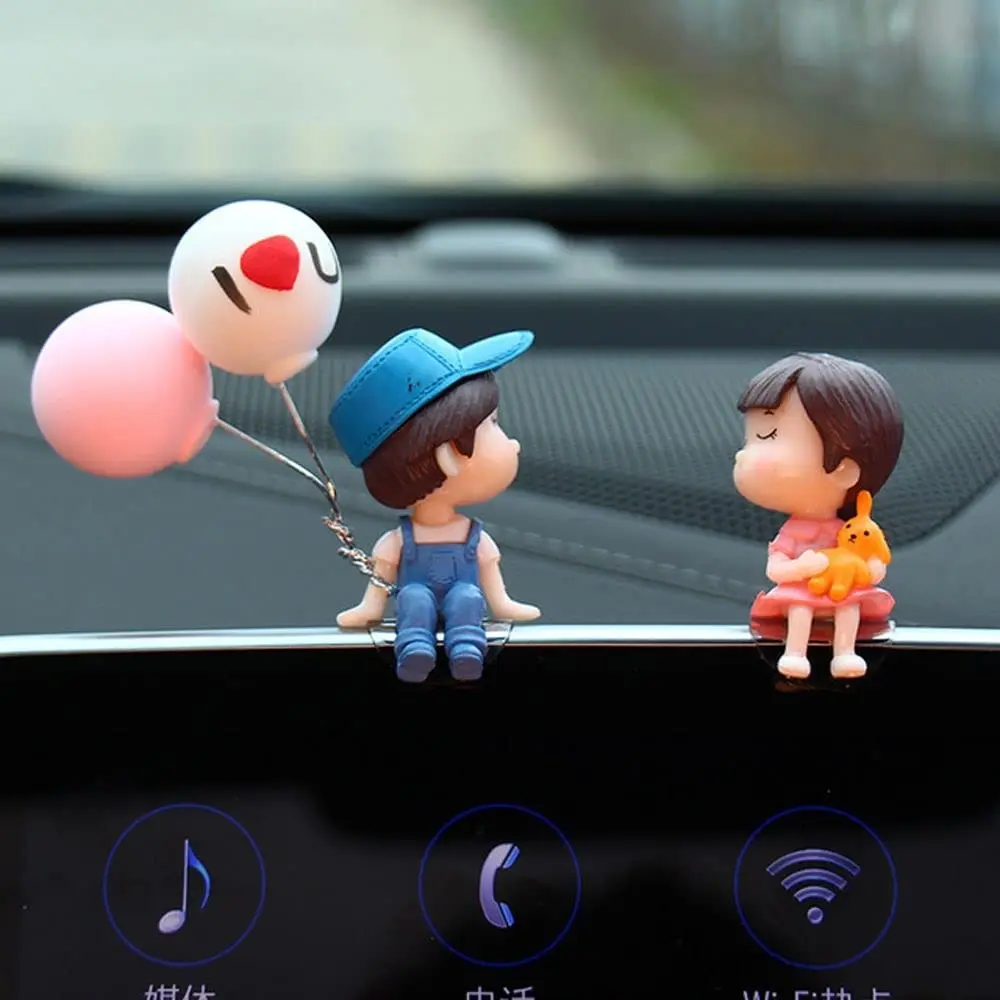 4pairs DAWEIF Car Decoration Cute Cartoon Couples Action Figure Figurines Balloon Ornament Auto Interior Dashboard Accessories for Girls Gifts 