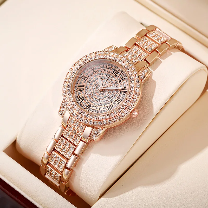 Luxury Quartz Wrist Watch with Diamond Embellishment Rose Gold Bracelet Watch Luxury Rose Gold Watch Fashion Ladies Quartz Diamond  main image 4