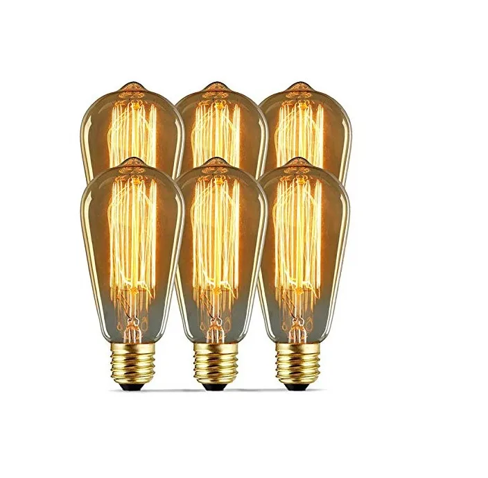 Retro Edison Light Bulb E27 220V 40W A19 A60 ST64 T10 T45 T185 G80 G95 Filament  Incandescent Bulb Edison Lamp