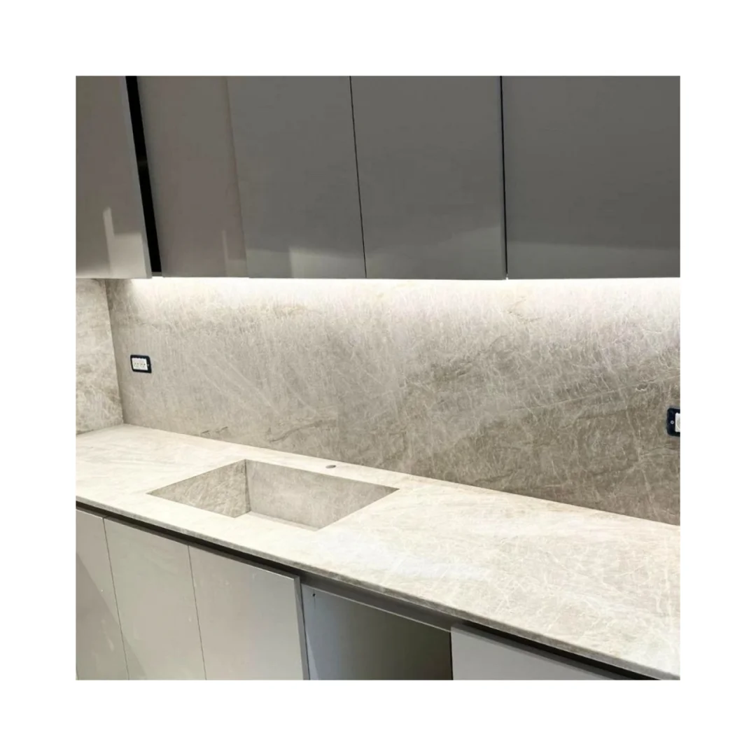 Taj Mahal Quartzite - Elegant White Kitchen Countertops