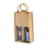 drawstring jute hemp 700ml wine bottle bag for Christmas wine gift