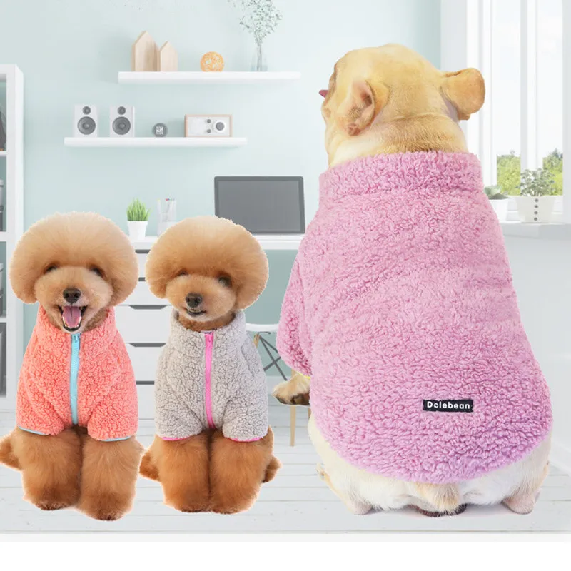 OEM Customized Pet Clothes Dog Jacket Soft Fleece Dog Sweater Fashion Zipper Pet Coats Dogs Clothing For Winter