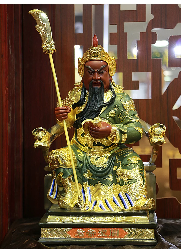 Pure Copper Golden Guan Gong Statue Guan Erye Buddha Statue Wu Caishen