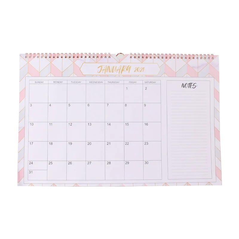 2021 Spiral Calendar Monthly Paper Wall Calendars With Notes Design