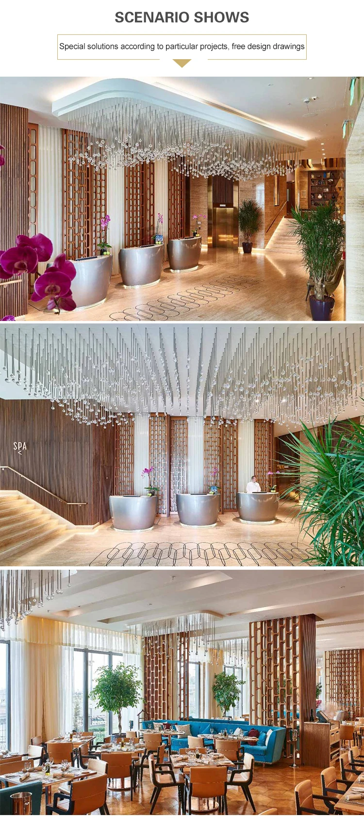 One stop custom design commercial customizable modern hotel lobby big project chandelier pendant light