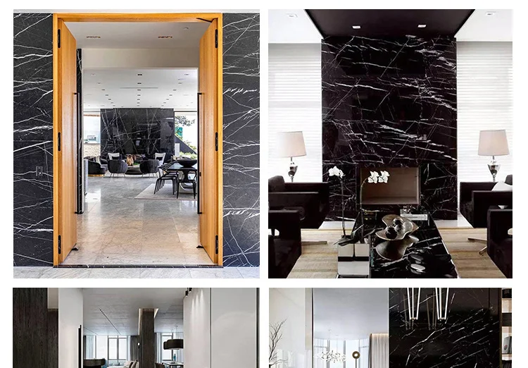 Black marble tiles Cheapest China Manufacture marble price Black Marquina Factory slab marble