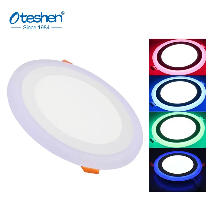 6w + 3w 12w + 4w two color blue white round led panel double color led panel light blue+white/warm white ultrathin led panel