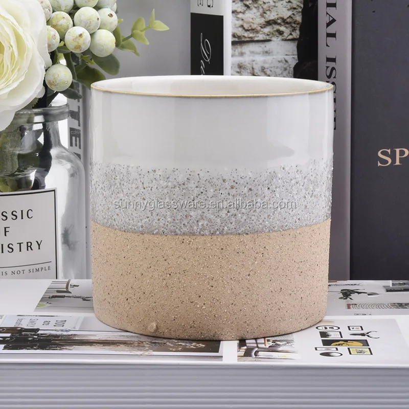 16oz organic cylinder ceramic candle jars