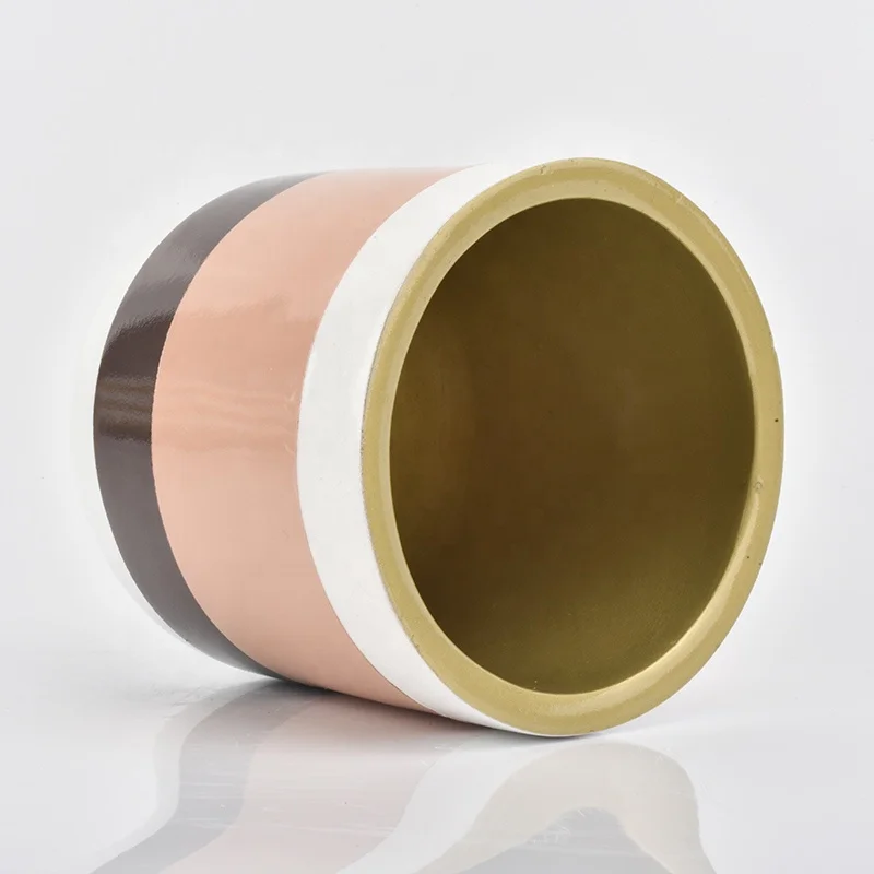 Luxury pink glazed ceramic candle vessels votive scented candle holder home decoration use