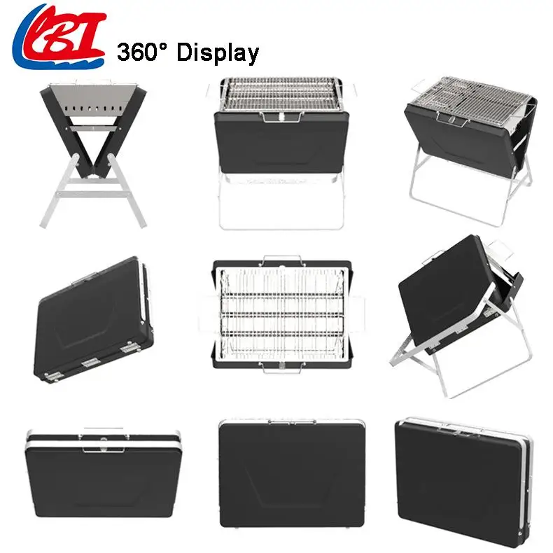 Stainless Steel Outdoor Portable Barbecue Grill Suitcase Smoker Charcoal Grill Folding China BBQ Grill