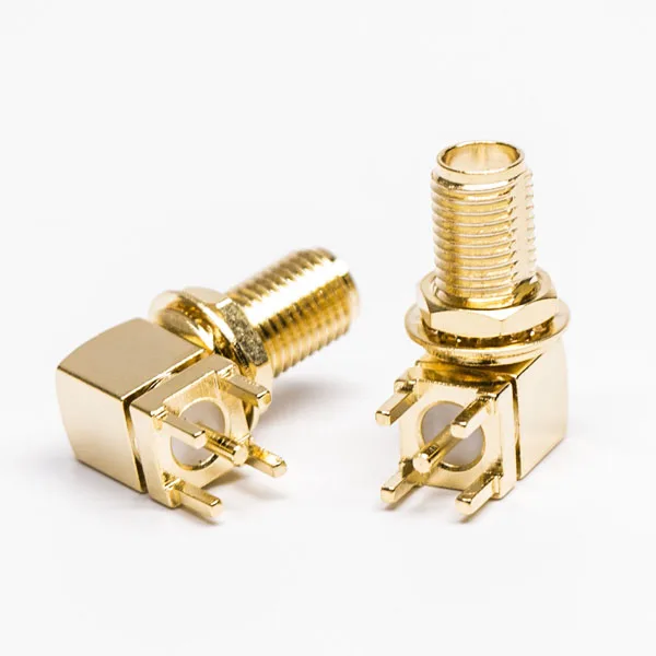 90 Degree Micro SMA Female Bulkhead RF Coax Connector Through Hole for PCB Mount