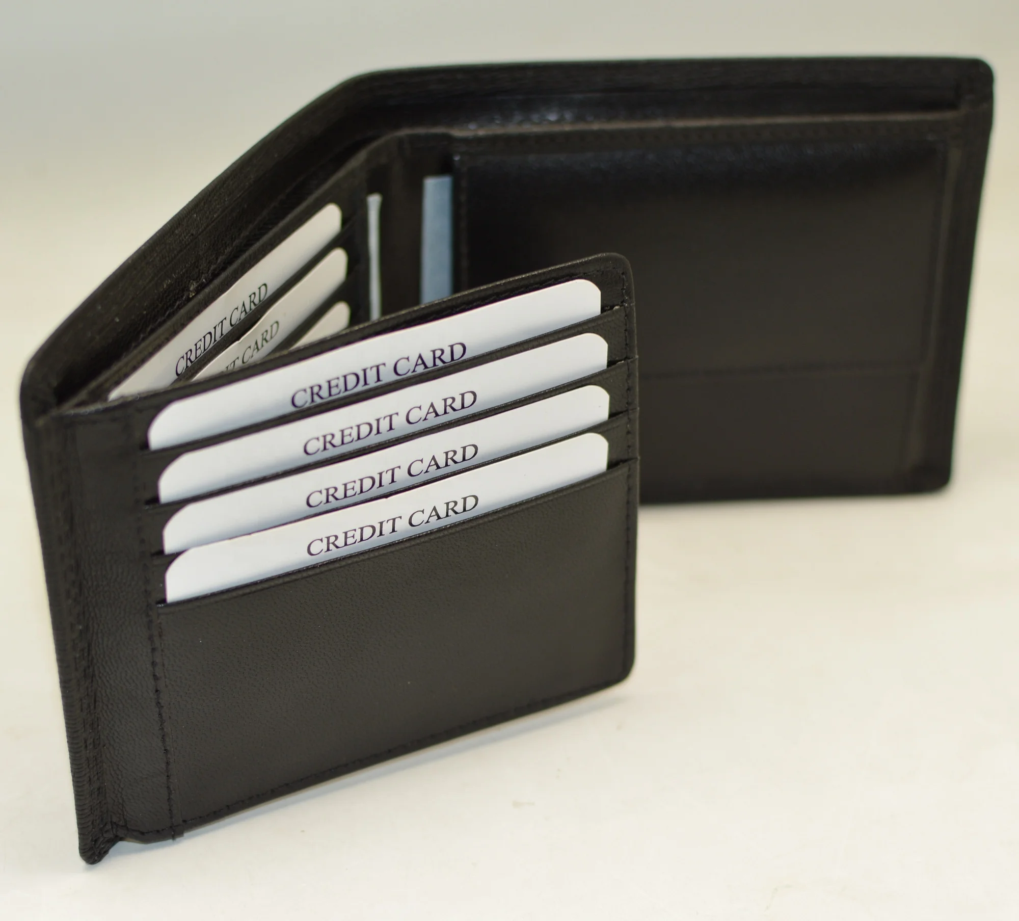 Men Genuine Saffiano Leather Trifold Wallet With Full Rfid Protection