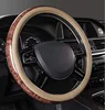 17 Inch PVC microfiber leather wooden bead steering wheel cover Anti-Slip Steering Wheel Covers Fit for Suvs Trucks Sedans