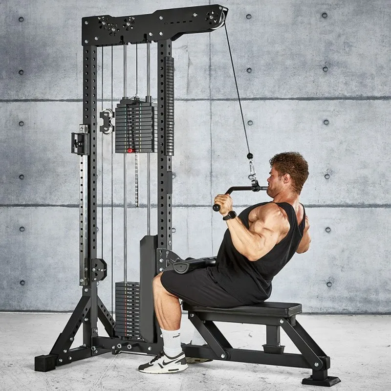 Commercial 3-in-1 High Lat Pull-Down & Seated Rowing Machine Steel ...