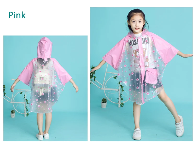 Pvc Fashion Children Boys Girls Raincoat Clear Portable Kid's Rain ...
