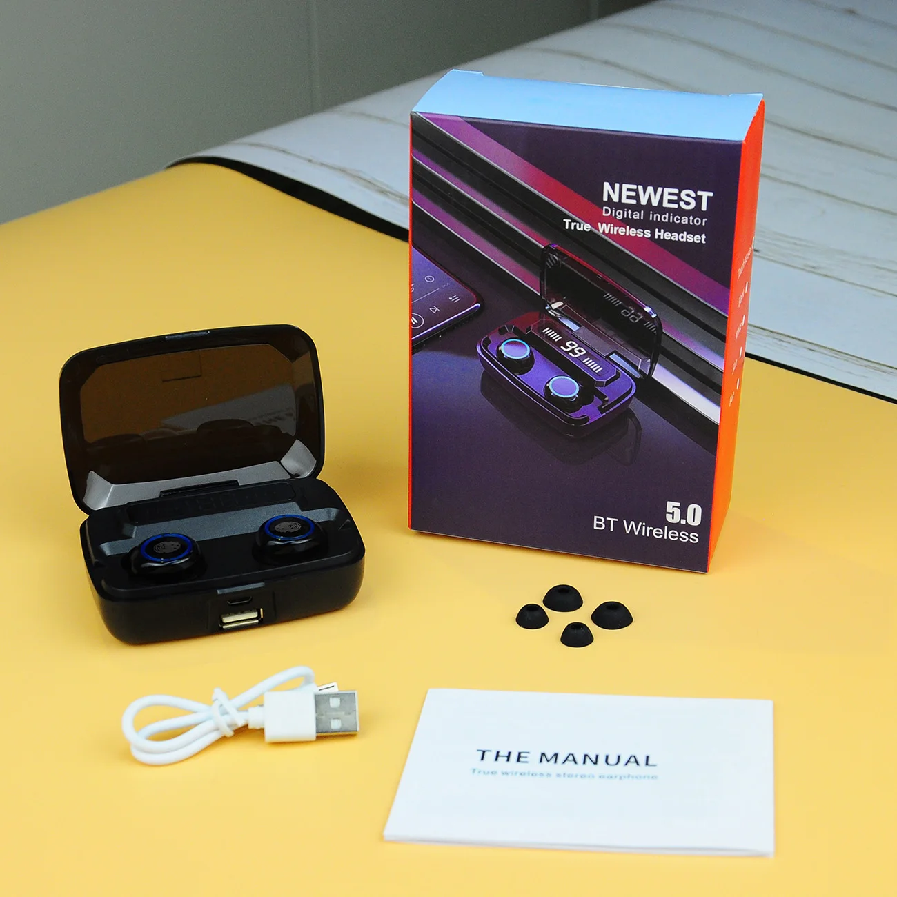 newest digital indicator true wireless headset 5.0 bt wireless