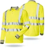 Hi Vis Traffic Working Reflective Polo Neck Long Sleeve Safety T-shirt