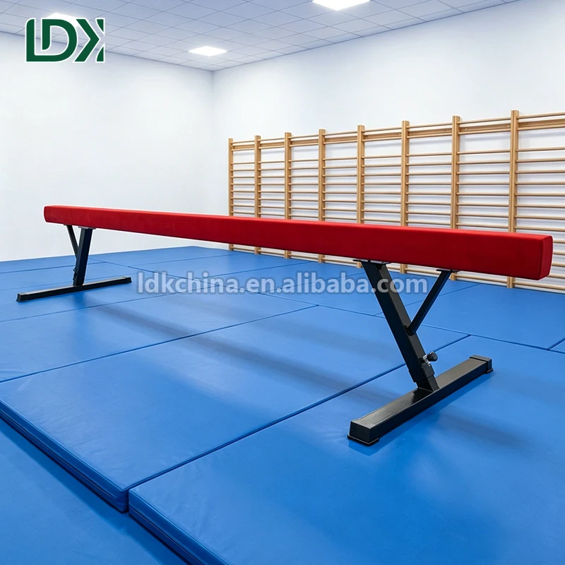 Professional 5m Wooden Balance Beam with Adjustable Height Suede Covered Training Equipment for Gymnastics Gym School