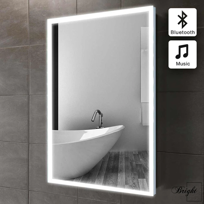 Smart Electric LED Bath Rectangle Silver Vanity Wall Mirror