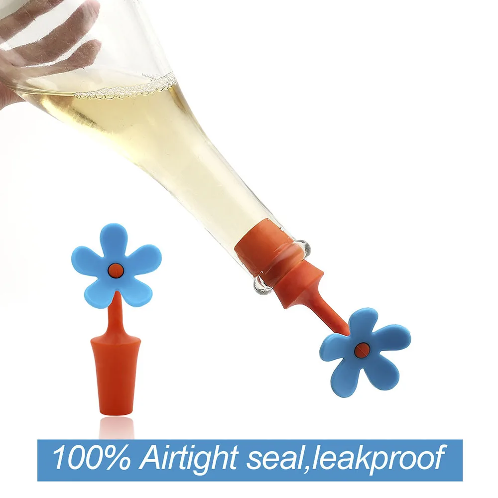 Tapon De Vinos Custom Colored Flowers Funny Silicone Rubber Wine Bottle