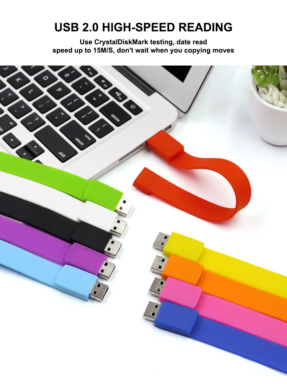 Customization logo printing OEM Wristband usb flash drive 128GB bracelet pendrive USB2.0 - ANKUX.COM