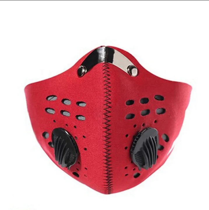 
Factory price Anti Virus Dustproof PM 2.5 Neoprene riding face Masks motorcycle cycling reusable mask with exhalation valves 