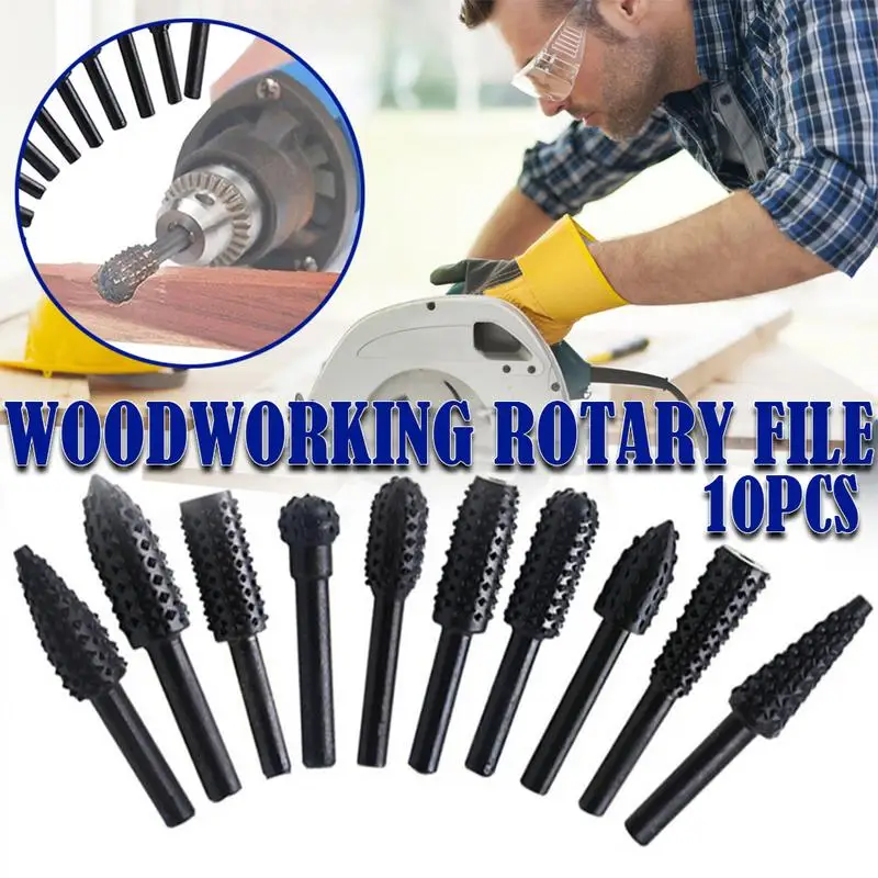 10pcs/set woodworking electric rotary file wood