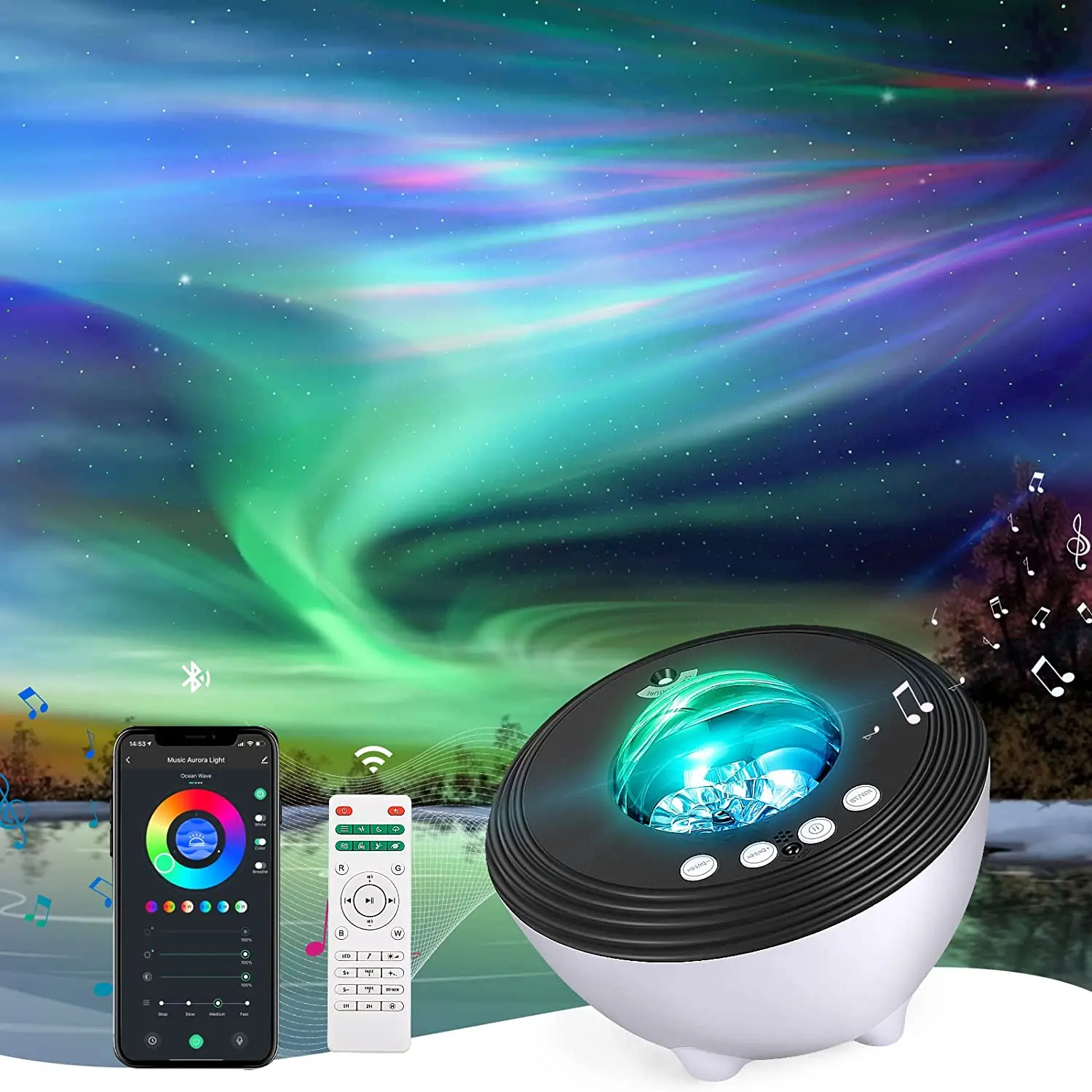 aurora smart projector night light,aurora sky northern lights projector  with APP control