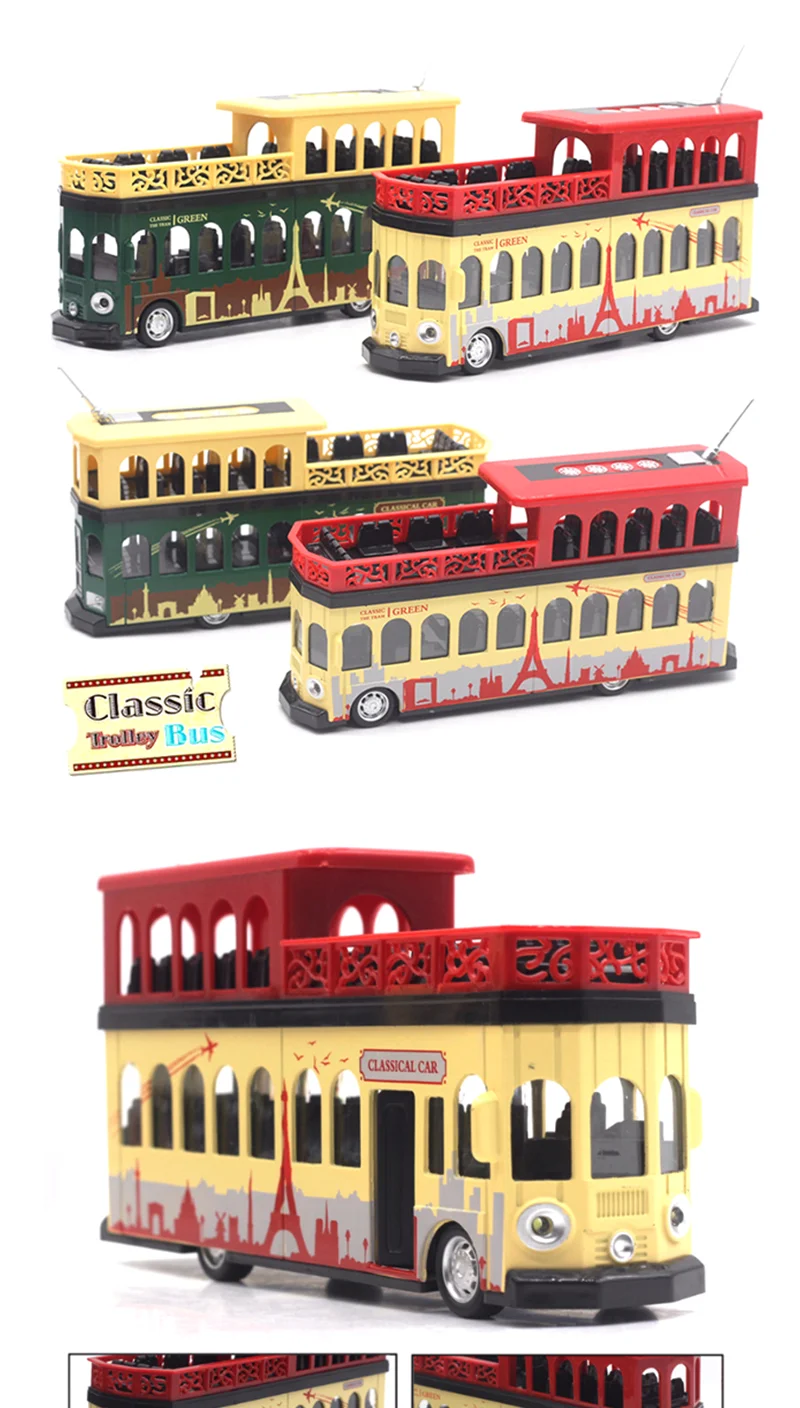 Simulated Die-Cast Alloy Bus Vehicle Model Toy with Light Music for Children Kids Boys Girls Blanc Tnfeeon 1:50 Simulation Pull-Back Alloy Bus Toy 