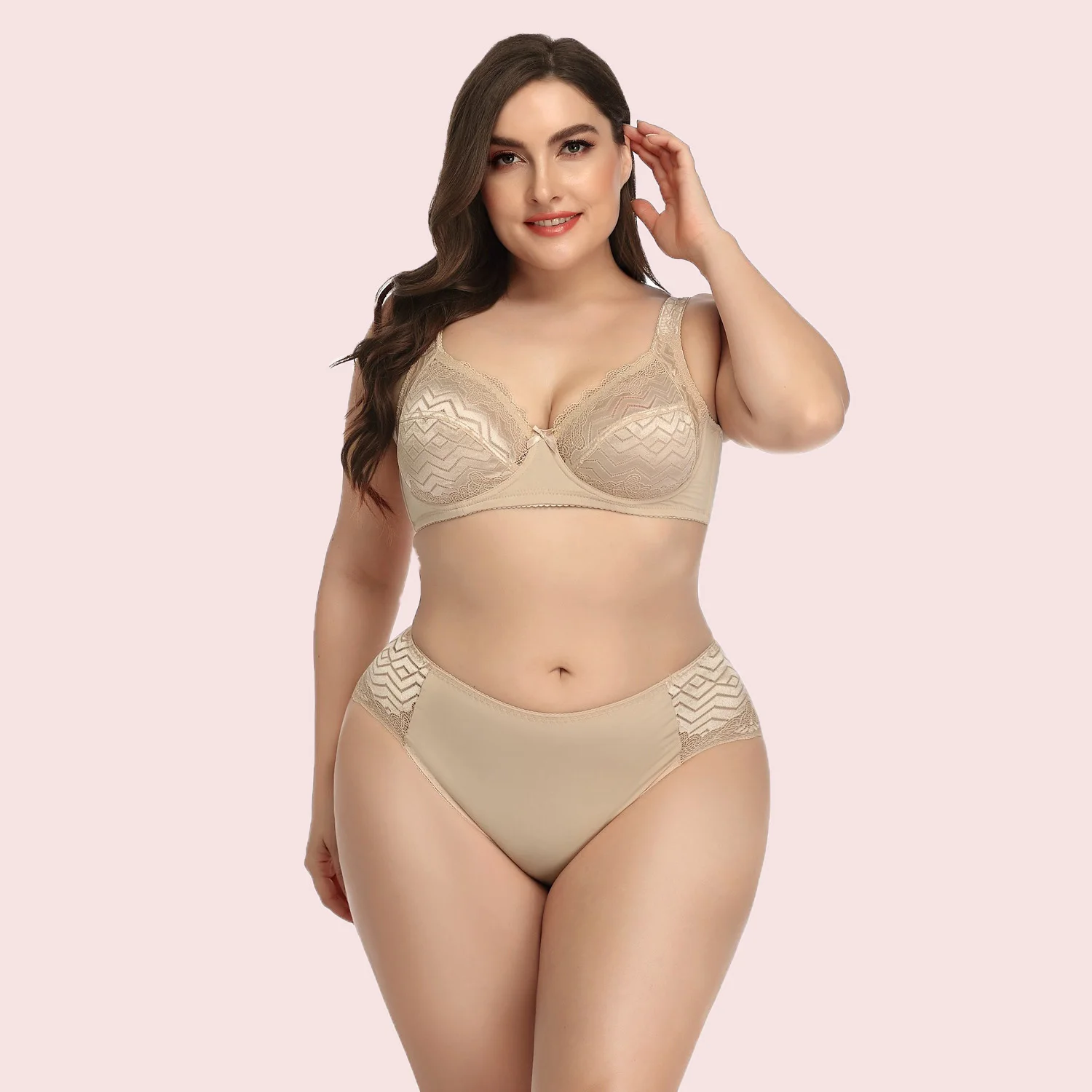 

Large C Cup Bras Panty Comfortable Lace Women Sets 2 Piece Plus Underwear Big Boobs Size Bra And Panties Set For Fat Girls