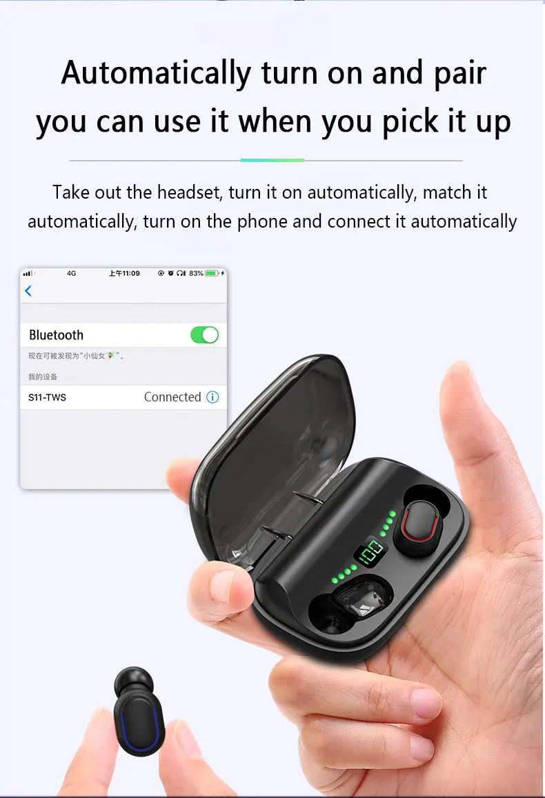 2020 New 2 IN 1Charging Bank Wireless Bluetooth Headset High Quality Factory Wireless Bluetooth Earphone Mobile Power Bank