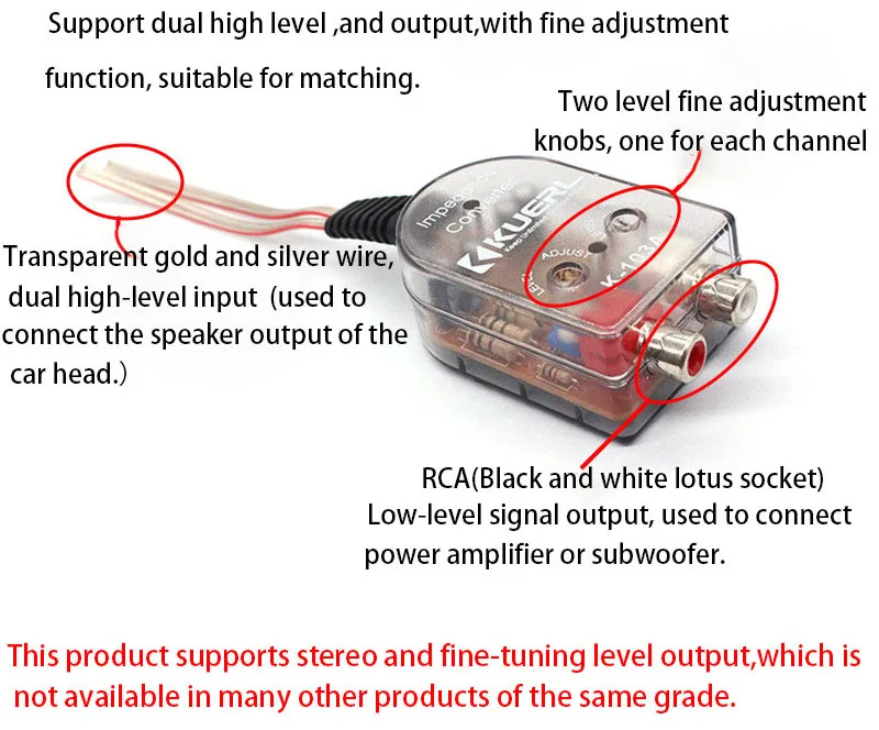 Wholesale 12v Rca Line Car Stereo Audio Converter High To Low Car Audio