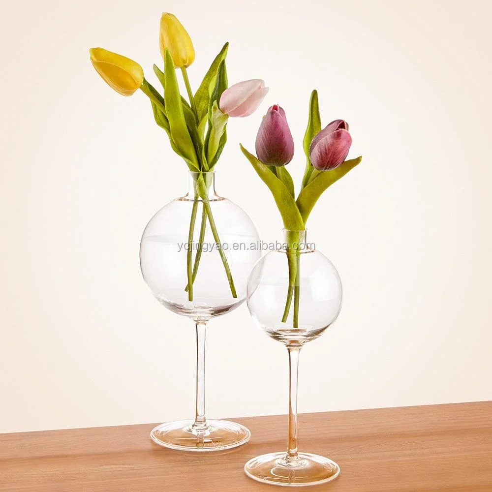 Clear Long Stem Globe Glass Bud Vase Candle Holder Set Buy Wine Glass