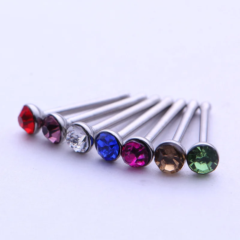 60pcs 1 8mm Stainless Steel Rhinestone Fashion Nose Ring Sexy Body