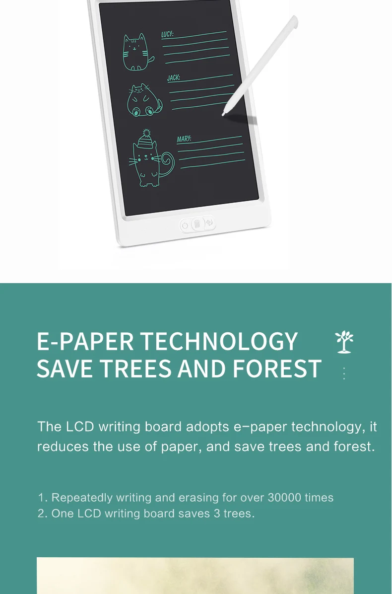 Erasable Notepad Partial Delete Writing Board 10 Inch Writing Tablet for Kids Digital Drawing Learning Toys