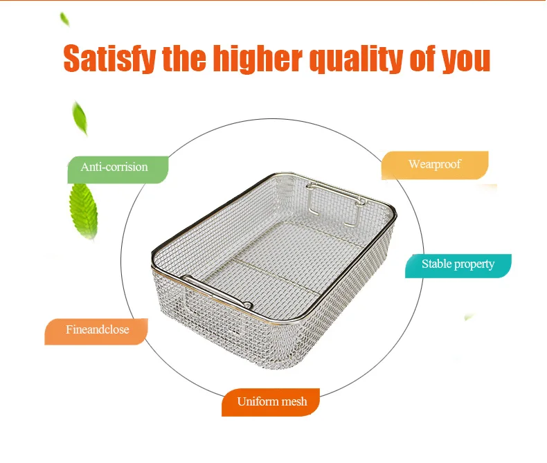 304 Stainless Steel Wire Mesh Basket Medical Disinfect Basket For