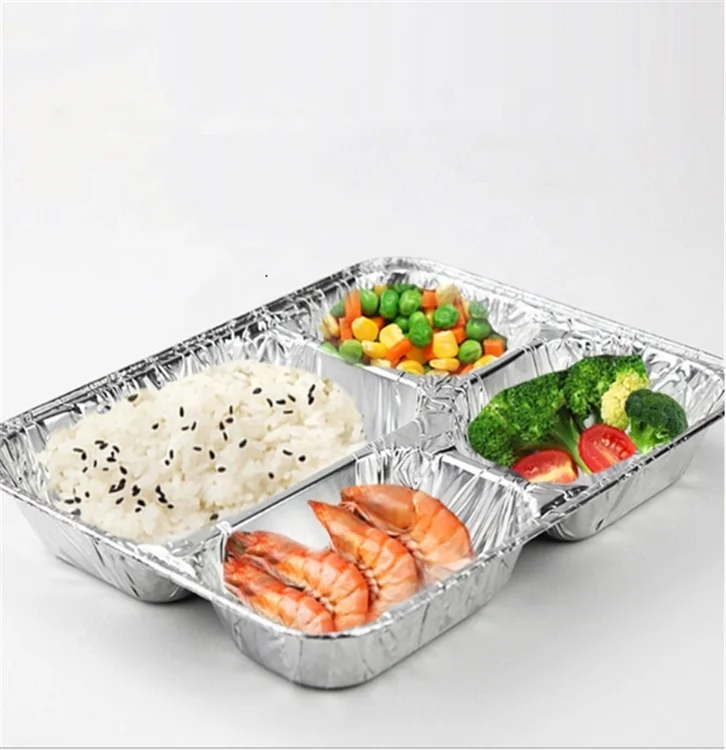 Fast Food Microwavable Oven Airline Meal Tray Takeaway Aluminum Foil Packing
