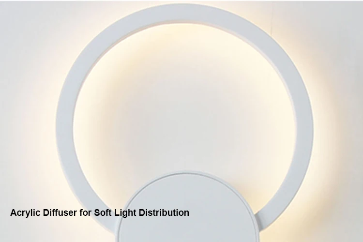 Indoor modern two round aluminum ceiling light linear LED wall light