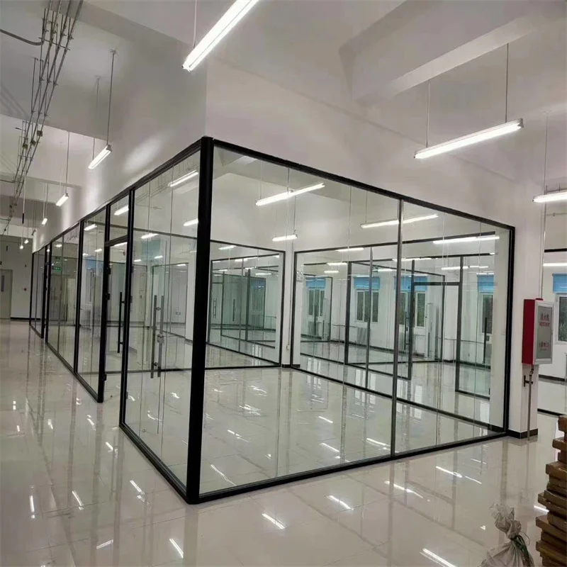 School & Hospital Single Glass Partition | 80mm Aluminum Integrated Frame + 40mm Slim Frame supplier