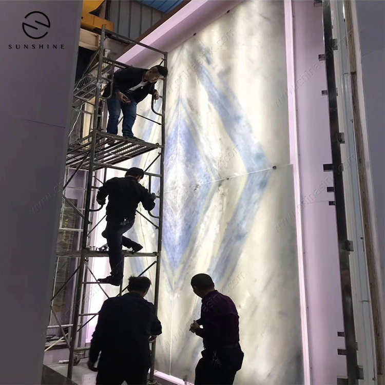 Italian Luxury Calacatte Blue Light Transmission Marble Slabs for Sale