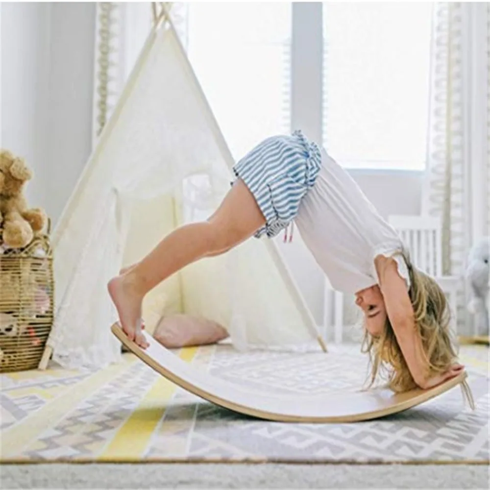 Wood Wobbel Kid Yoga Board Wooden Curvy Rocker Balance Board Buy