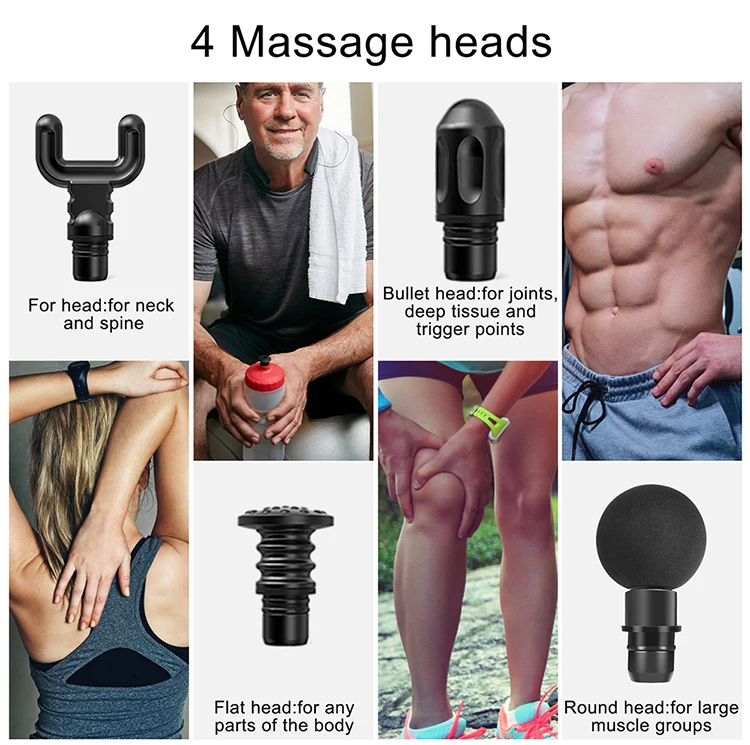 Massage Gun Rechargeable Deep Tissue Percussion Muscle Massager for Pain Relief Handheld Electric Body Massager