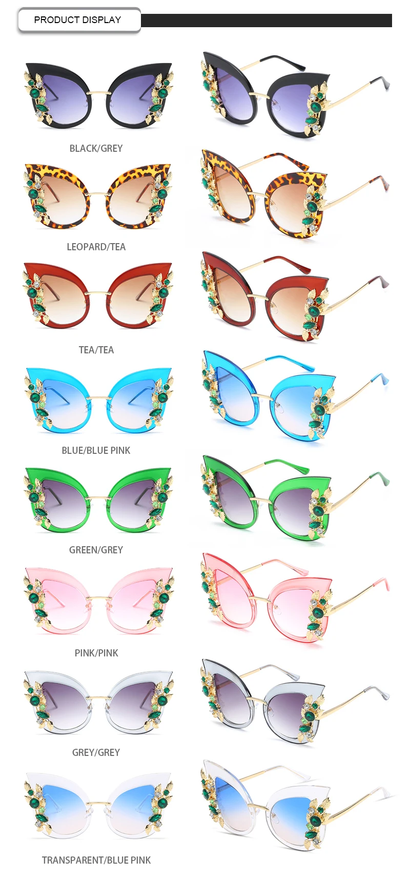 Cheap Wholesale  Pearl Flower Butterfly Sunglasses Cat Eye Women Sunglass
