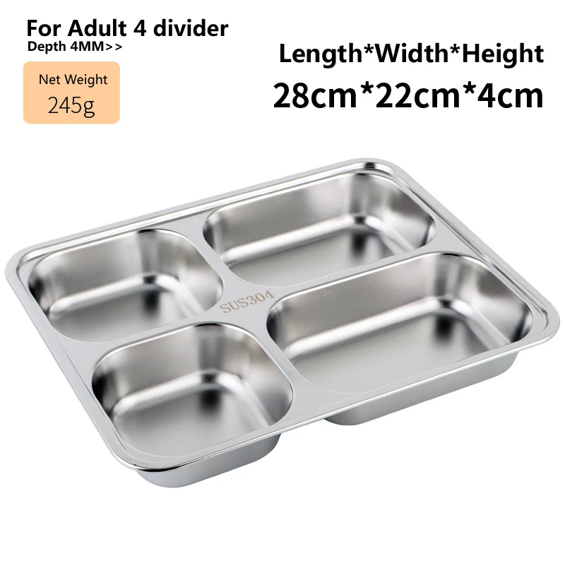 Darware Cafeteria Mess Trays Stainless Steel Rectangular 3/4/5
