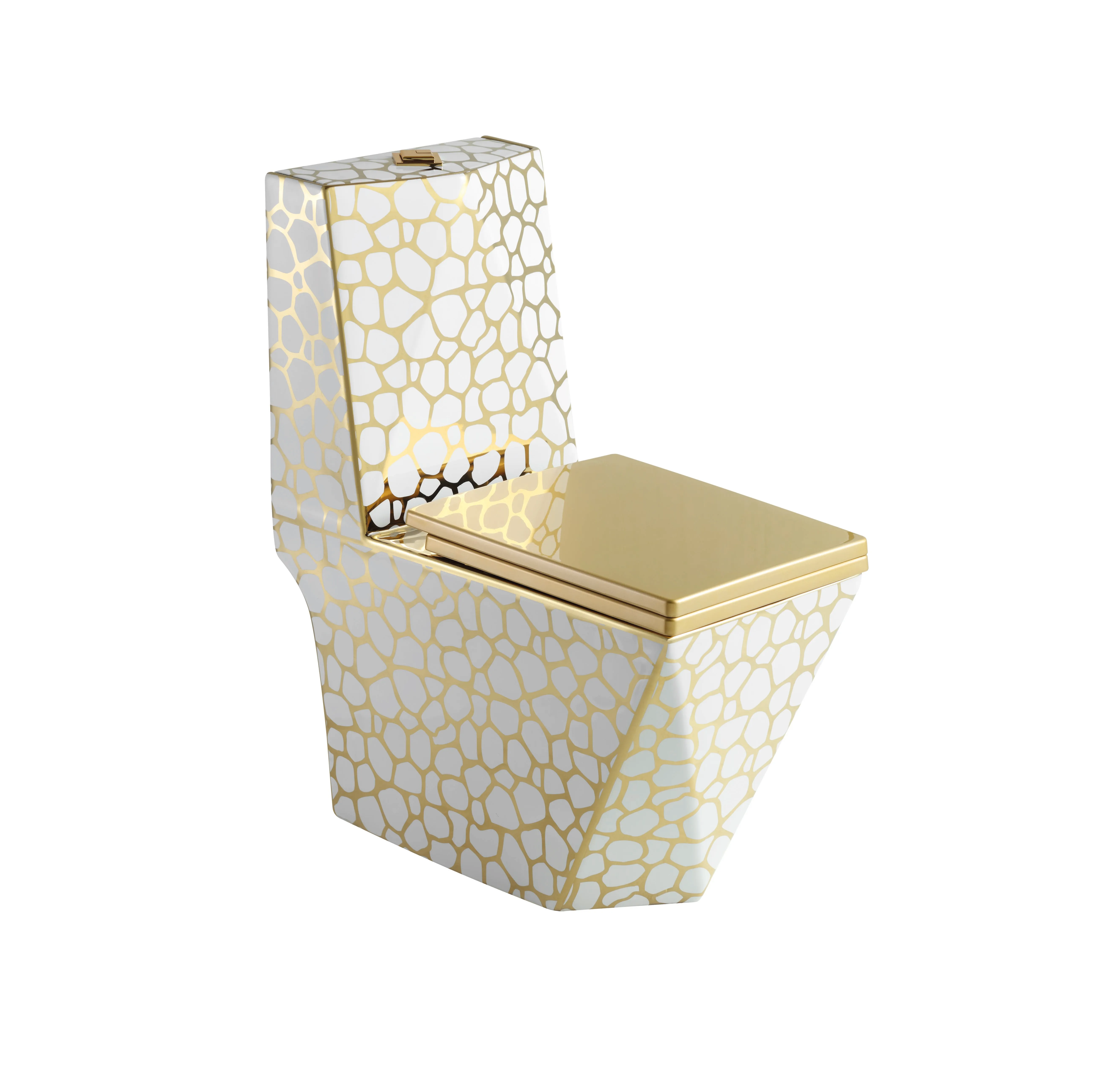2021 Hot Sale Ceramic Wash Down One Piece Wc Bathroom Gold Color