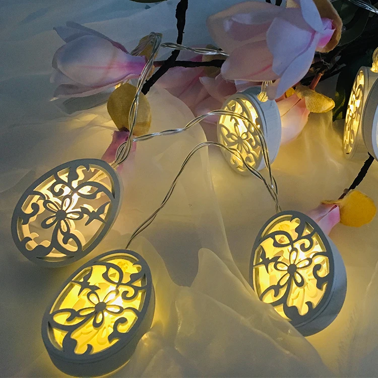 1.5M 10L Battery Remote Wooden 3D Round Carved Flower Bedroom Led String Lights