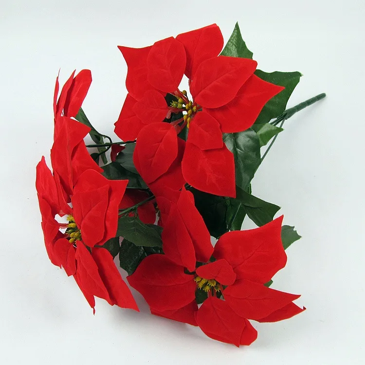 47cm Silk Flowers Christmas Flower Poinsettia Artificial For Home Decor