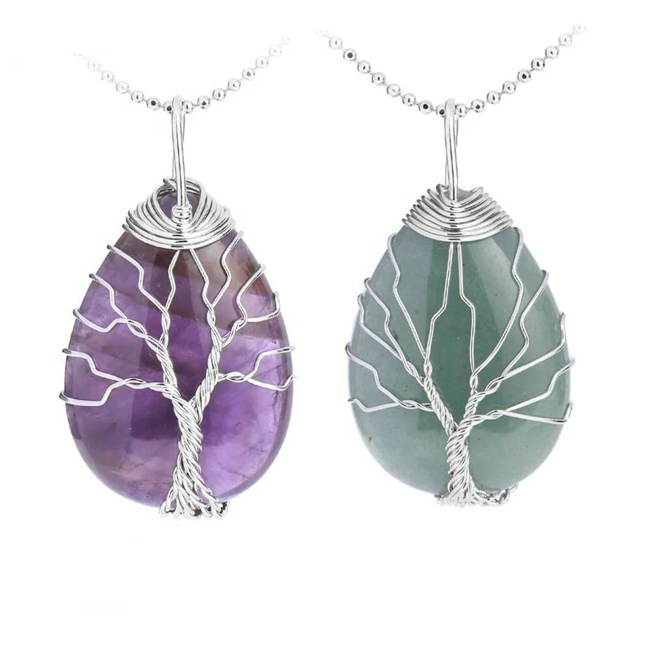 Collar De árbol De La Vida Colgante De Piedra Natural Color Dorado Envoltura De Alambre Gema De Cuarzo Rosa Venta Al Por Mayor Buy Colgante De Cristal De Piedra Natural Colgante árbol De La Vida Collar